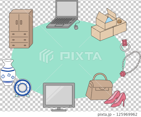 整理物品、不需要的物品、插圖框架 125969962