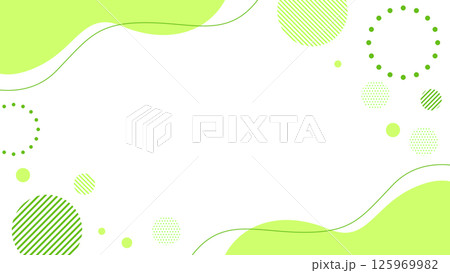 抽象的な幾何学模様のフレーム素材 チラシ・Web・動画背景16:9サイズ 黄緑	 125969982