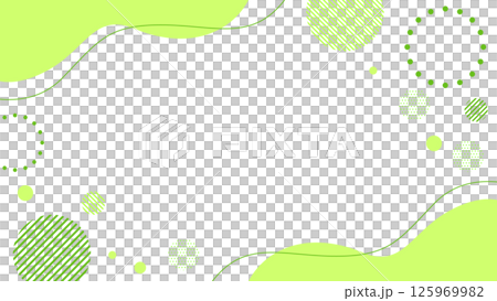 抽象的な幾何学模様のフレーム素材 チラシ・Web・動画背景16:9サイズ 黄緑	 125969982