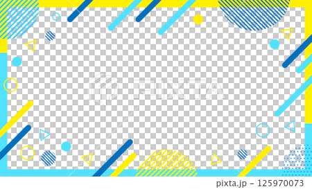 Abstract geometric frame material for flyers, web and video backgrounds 16:9 size Light blue and yellow 125970073