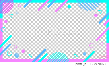 傳單、網頁和視訊背景的抽象幾何框架材料 16：9 尺寸洋紅色青色淺藍色 125970075