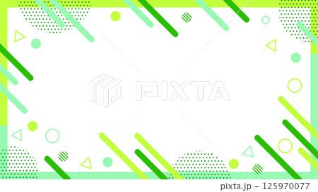 抽象的な幾何学模様のフレーム素材 チラシ・Web・動画背景16:9サイズ グリーン 抽象的な幾何学模様のフレーム素材 チラシ・Web・動画背景16:9サイズ グリーン 125970077