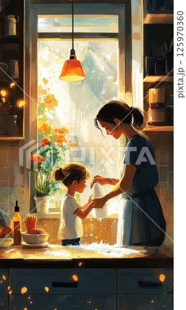 Thick, curly hair flows down the girls back in this vibrant digital illustration. Her slight head tilt adds movement, with each curl beautifully defined and highlighted, banner Thick, curly hair flows down the girls back in this vibrant digital illustration. Her slight head tilt adds movement, with each curl beautifully defined and highlighted, banner 125970360