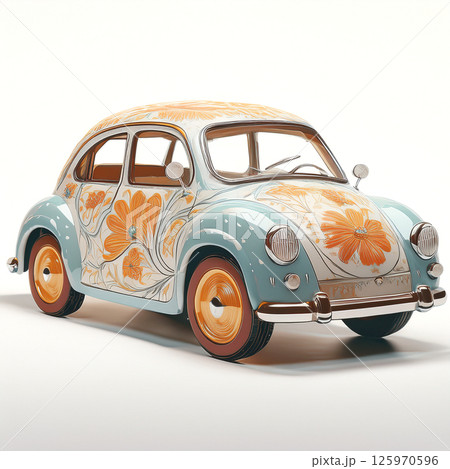 花柄の小型で可愛い車のアート 125970596