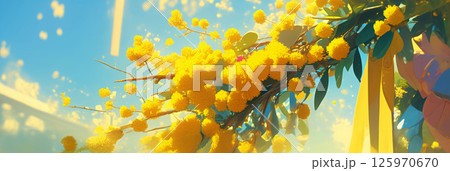 Soft, billowy clouds float against a clear, blue sky, their edges gently lit by sunlight, offering a calm, serene view of nature beauty Soft, billowy clouds float against a clear, blue sky, their edges gently lit by sunlight, offering a calm, serene view of nature beauty 125970670