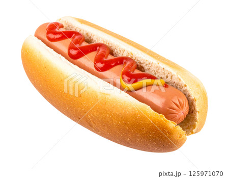 Classic Hot Dog with Ketchup and Mustard 125971070
