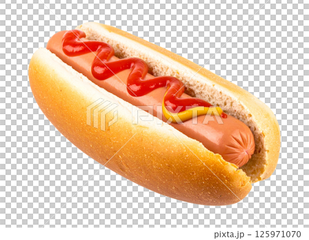 Classic Hot Dog with Ketchup and Mustard 125971070