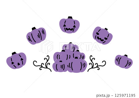 手描き風かわいいハロウィンのかぼちゃイラスト 125971195
