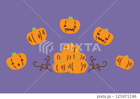 手描き風かわいいハロウィンのかぼちゃイラスト 125971196