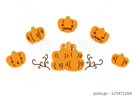 手描き風かわいいハロウィンのかぼちゃイラスト 手描き風かわいいハロウィンのかぼちゃイラスト 125971269