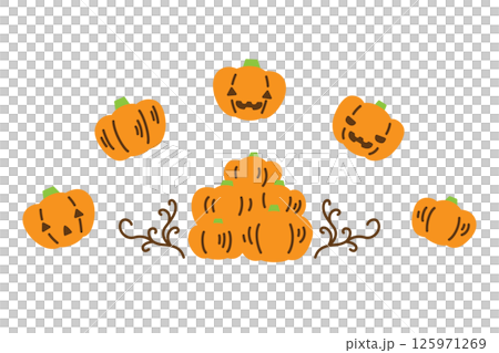 手描き風かわいいハロウィンのかぼちゃイラスト 手描き風かわいいハロウィンのかぼちゃイラスト 125971269