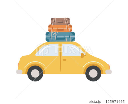 car with suitcases on the roof isolated vector illustration car with suitcases on the roof isolated vector illustration 125971465