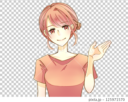 笑顔で案内する女性 125971570