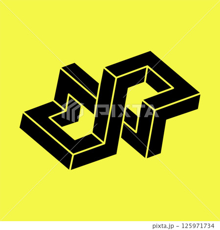 Optical illusion. Geometric figures. Impossible shape vector. Optical art object. Optical illusion. Geometric figures. Impossible shape vector. Optical art object. 125971734