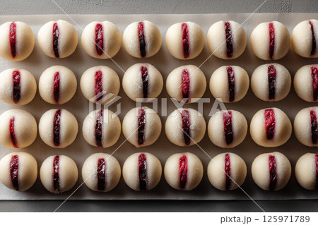Japanese daifuku mochi with red bean paste 125971789