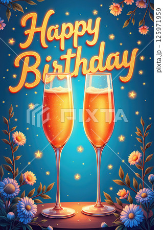 Happy Birthday champagne glasses. 125971959