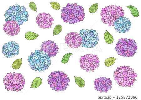 手書き風のアジサイ模様 125972066