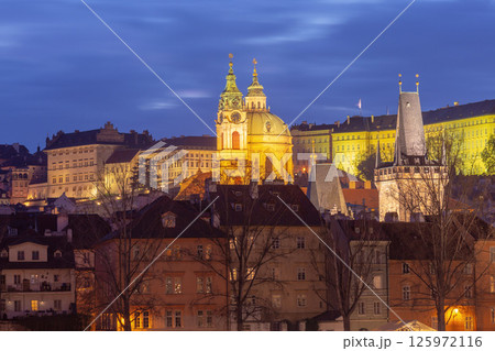 St Nicholas Church and Historic Complex at Night, Prague, Czech Republic 125972116