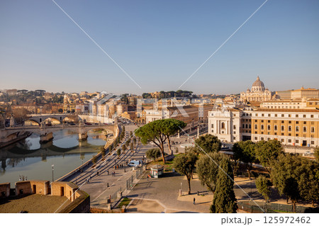 Aerial View Toward St. Peter's Basilica from Castel Sant Angelo Aerial View Toward St. Peter's Basilica from Castel Sant Angelo 125972462