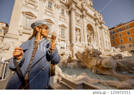 Gelato Joy at Trevi Fountain Gelato Joy at Trevi Fountain 125972551