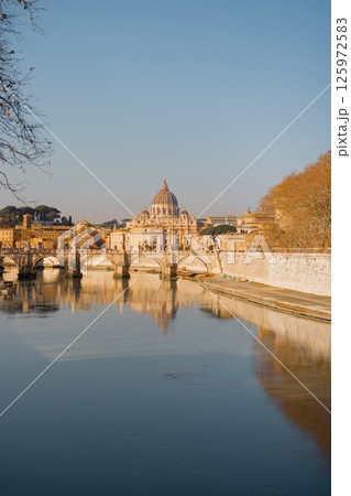 Golden Reflection of St. Peters over the Tiber 125972583