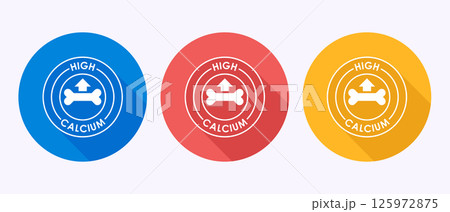 High calcium icon design illustration, High calcium label, logo, sign, symbol, in shadow button design 125972875