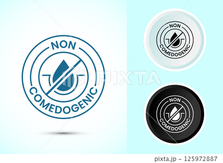 Non comedogenic icon design illustration, non comedogenic label sign in color black and white Non comedogenic icon design illustration, non comedogenic label sign in color black and white 125972887