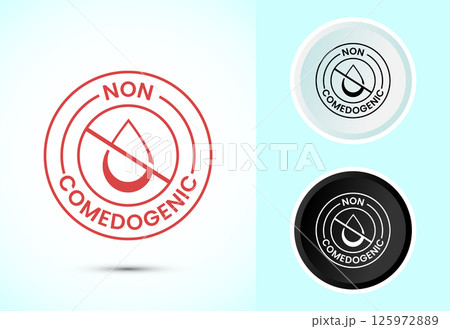 Non comedogenic icon design illustration, non comedogenic label sign in color black and white Non comedogenic icon design illustration, non comedogenic label sign in color black and white 125972889