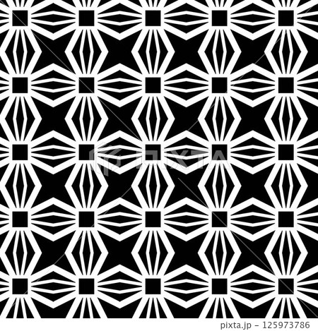 Art Deco Geometric vector pattern with triangular elements. Vector Seamless abstract ornament for wallpapers and backgrounds. Black and white colors 125973786