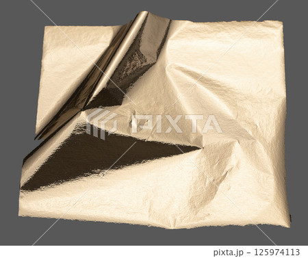 Gold foil texture with a crinkled, glossy finish. Premium brass material draped in a stylish, modern 125974113