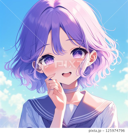 セーラー服の少女_ラベンダーヘアー_2 セーラー服の少女_ラベンダーヘアー_2 125974796