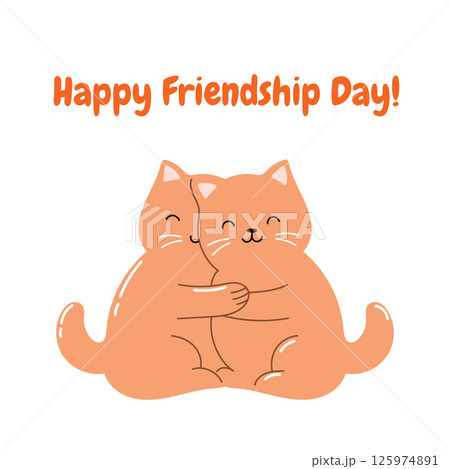 Happy Friendship day poster with two cats. Kawaii cats. 125974891