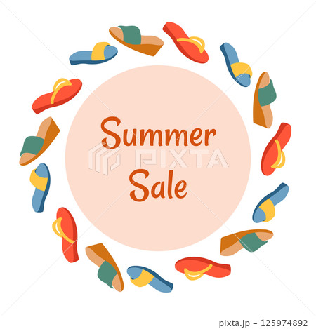 Sale banner for summer shoes. Summer sale for shoes collection. 125974892