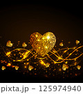 Energy of love. Bright lines with golden hearts. Magic illustration. 125974940
