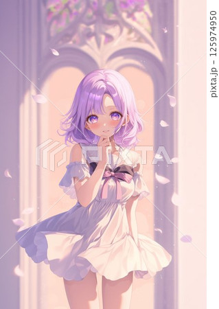 若い女性_ラベンダーヘアー_4 125974950