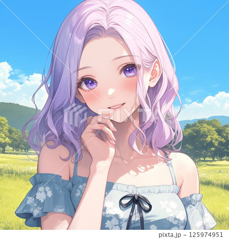 若い女性_ラベンダーヘアー_3 125974951