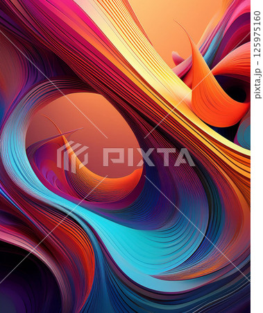 Dynamic Flow of Abstract Energy in Vivid Multicolored Swirls Creating Movement, Motion and Depth with Vibrant Orange, Red, Blue and Purple Lines, Evoking Emotion and Creative Expression 125975160
