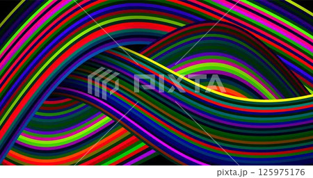 Digital technologies. Wavy multi-colored lines on a black background. Vector illustration for your design. 125975176