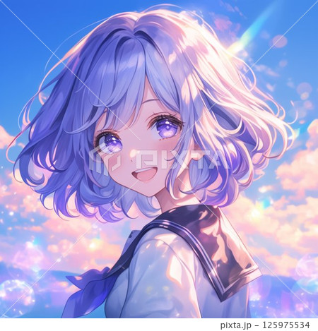 セーラー服の少女_ラベンダーヘアー_4 セーラー服の少女_ラベンダーヘアー_4 125975534