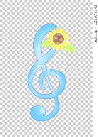 Musical note with sunflowers 125975542