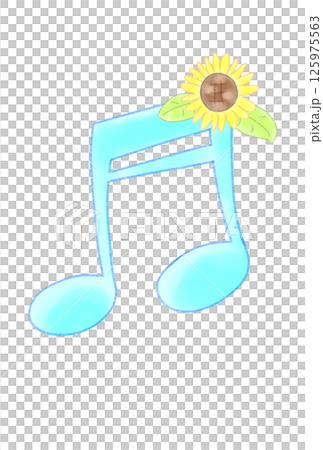 ヒマワリの付いた音符 ヒマワリの付いた音符 125975563