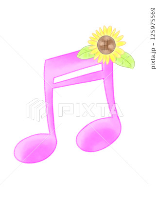 ヒマワリの付いた音符 ヒマワリの付いた音符 125975569