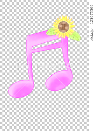 ヒマワリの付いた音符 ヒマワリの付いた音符 125975569