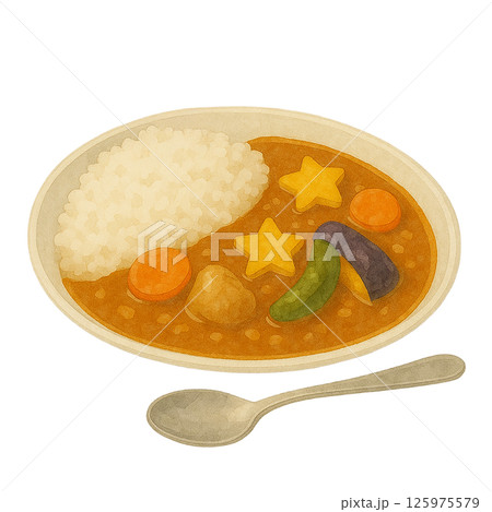 水彩風 お子様カレーのイラスト 125975579