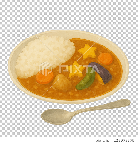 Watercolor style illustration of children's curry 125975579