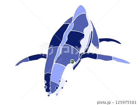 ザトウクジラの素敵なモザイク画風切り絵イラスト 125975581