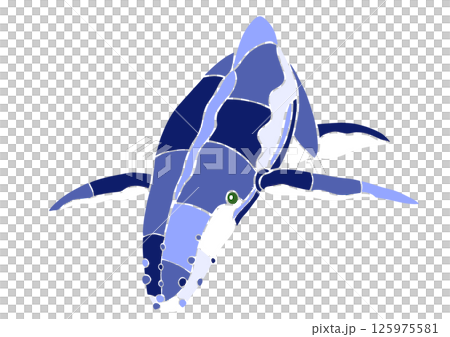 ザトウクジラの素敵なモザイク画風切り絵イラスト 125975581
