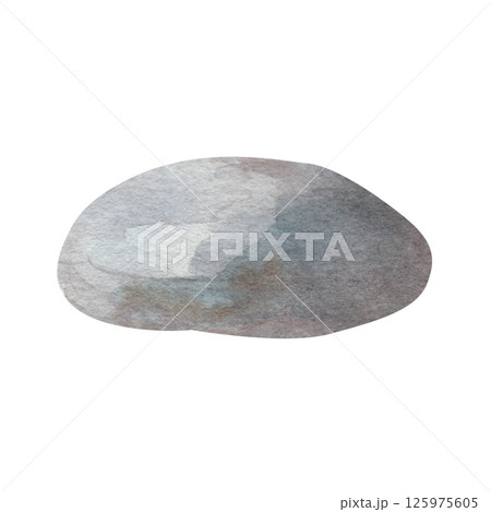 Large gray stone. Watercolor. Design element of spa, harmony, silence, stability. isolated on white background. Large gray stone. Watercolor. Design element of spa, harmony, silence, stability. isolated on white background. 125975605