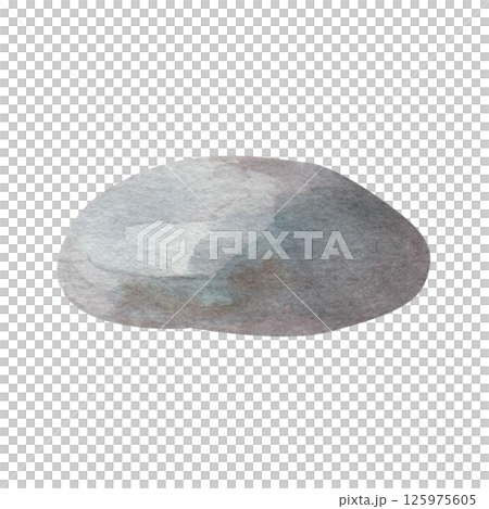 Large gray stone. Watercolor. Design element of spa, harmony, silence, stability. isolated on white background. Large gray stone. Watercolor. Design element of spa, harmony, silence, stability. isolated on white background. 125975605