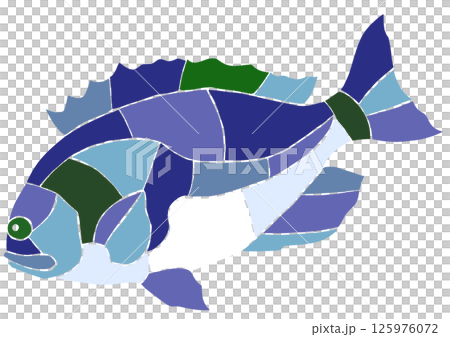 海水魚メジナの素敵なモザイク画風切り絵イラスト 海水魚メジナの素敵なモザイク画風切り絵イラスト 125976072